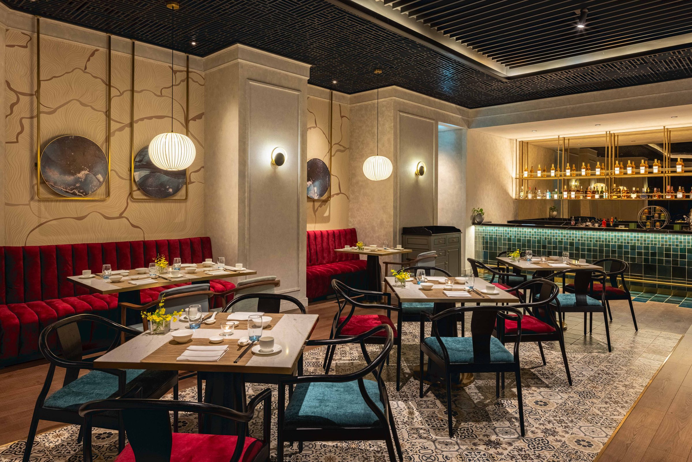 Cham, the hotel's Cantonese restaurant, is the natural setting for the formal family meals of a wedding weekend.
