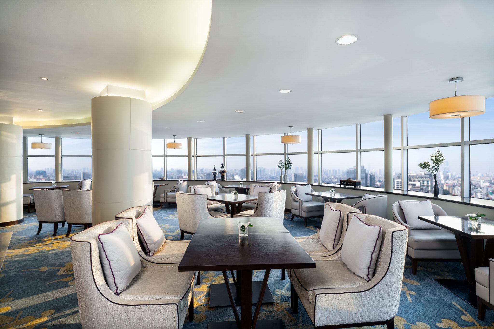 The Level lounge overlooks central Hanoi from the hotel's upper floors.